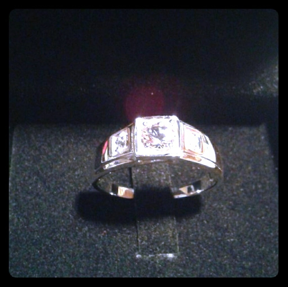 Natural Goshenite Zircon 925SS Gent's Ring